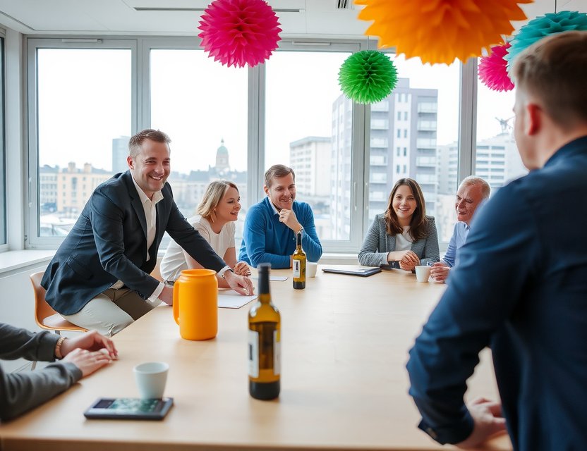 Team event at Playcodel, celebrating a game milestone with colleagues enjoying the game studio culture